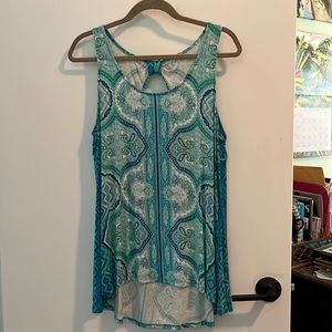 Size Large ~ High Low casual top Turquoise,Teal Blue